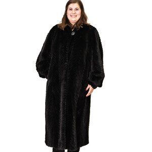 Mink Fur Tails Chevron Design 52" Coat